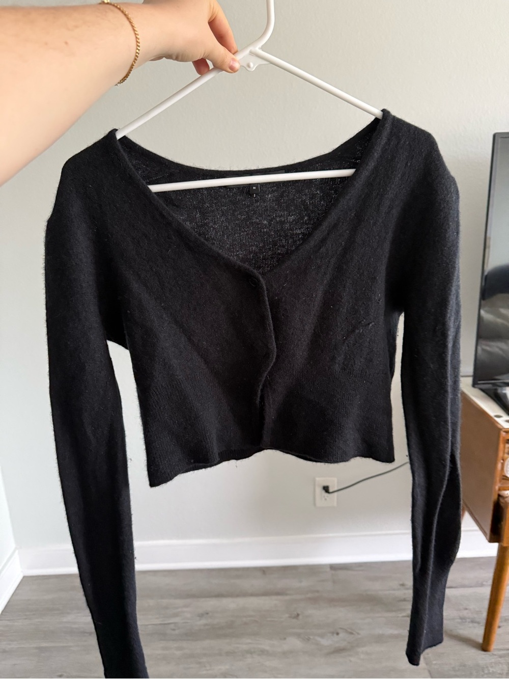 Black Cropped naked cashmere Button Cardigan